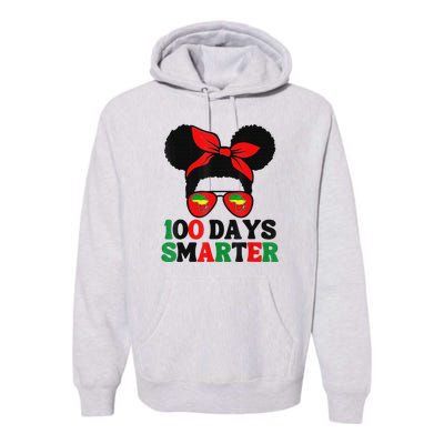 100 Days Smarter Afro Messy Bun Black History Month Premium Hoodie