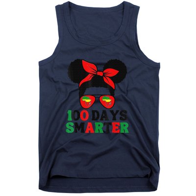 100 Days Smarter Afro Messy Bun Black History Month Tank Top