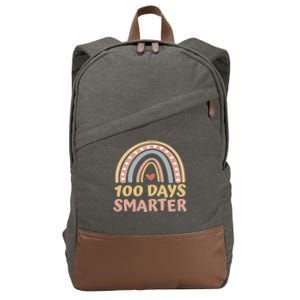 100 Days Smarter 100 Days Of School Boho Rainbow Students Gift Cotton Canvas Backpack