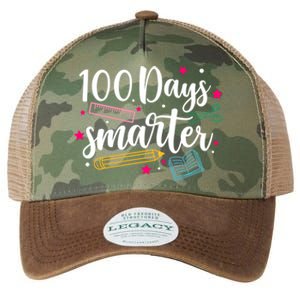 100 Days Smarter Happy 100 Days Of School Brighter Sharper Funny Gift Legacy Tie Dye Trucker Hat