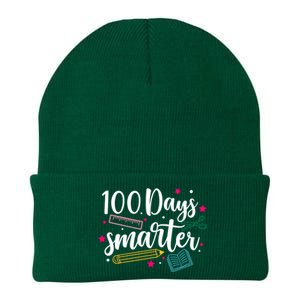 100 Days Smarter Happy 100 Days Of School Brighter Sharper Funny Gift Knit Cap Winter Beanie