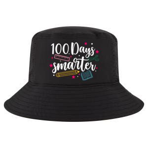 100 Days Smarter Happy 100 Days Of School Brighter Sharper Funny Gift Cool Comfort Performance Bucket Hat