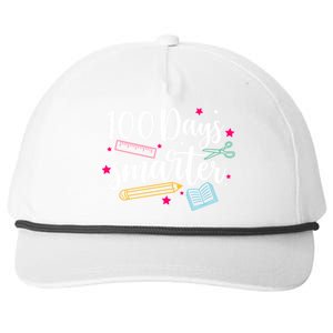 100 Days Smarter Happy 100 Days Of School Brighter Sharper Funny Gift Snapback Five-Panel Rope Hat