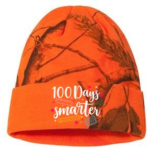 100 Days Smarter Happy 100 Days Of School Brighter Sharper Funny Gift Kati Licensed 12" Camo Beanie