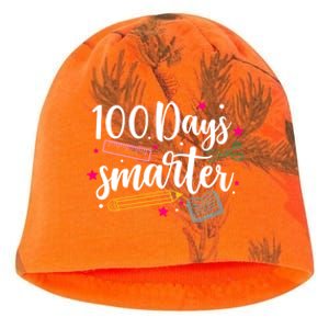 100 Days Smarter Happy 100 Days Of School Brighter Sharper Funny Gift Kati - Camo Knit Beanie