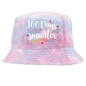 100 Days Smarter Happy 100 Days Of School Brighter Sharper Funny Gift Tie-Dyed Bucket Hat