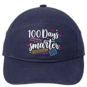 100 Days Smarter Happy 100 Days Of School Brighter Sharper Funny Gift 7-Panel Snapback Hat