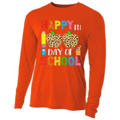 100 Days Smarter Teacher Student Leopard Happy 100 Days Cooling Performance Long Sleeve Crew