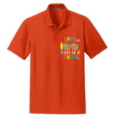 100 Days Smarter Teacher Student Leopard Happy 100 Days Dry Zone Grid Polo