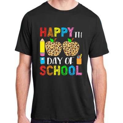 100 Days Smarter Teacher Student Leopard Happy 100 Days Adult ChromaSoft Performance T-Shirt