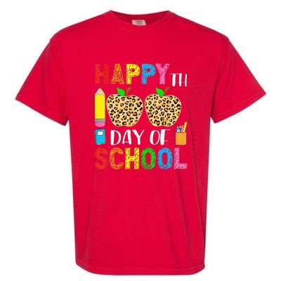 100 Days Smarter Teacher Student Leopard Happy 100 Days Garment-Dyed Heavyweight T-Shirt