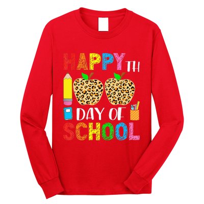 100 Days Smarter Teacher Student Leopard Happy 100 Days Long Sleeve Shirt