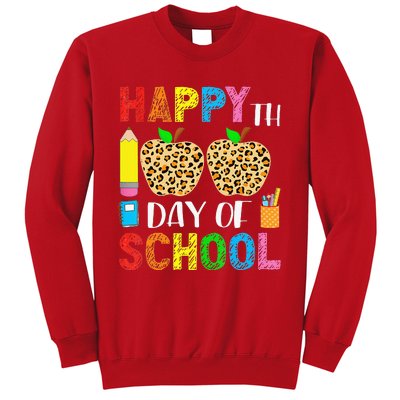 100 Days Smarter Teacher Student Leopard Happy 100 Days Sweatshirt