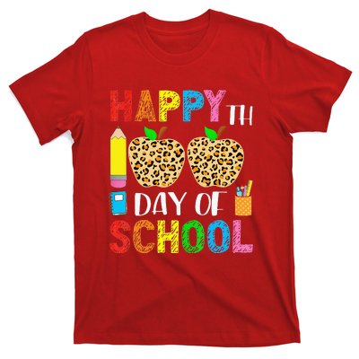 100 Days Smarter Teacher Student Leopard Happy 100 Days T-Shirt