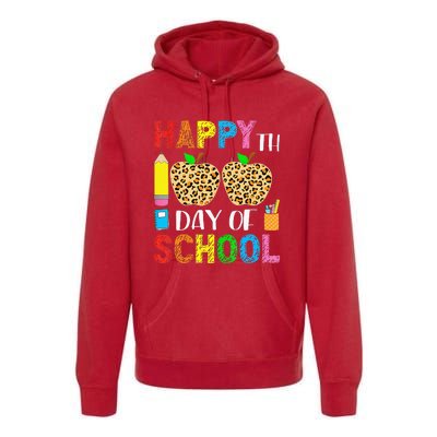 100 Days Smarter Teacher Student Leopard Happy 100 Days Premium Hoodie