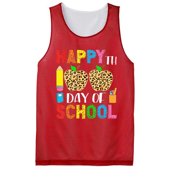 100 Days Smarter Teacher Student Leopard Happy 100 Days Mesh Reversible Basketball Jersey Tank