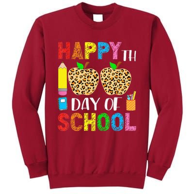 100 Days Smarter Teacher Student Leopard Happy 100 Days Tall Sweatshirt