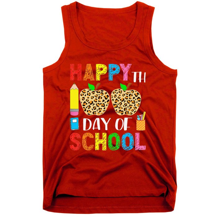 100 Days Smarter Teacher Student Leopard Happy 100 Days Tank Top