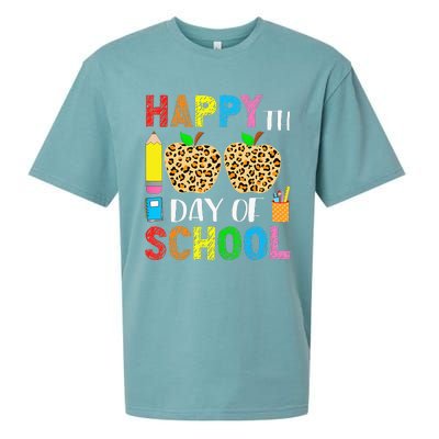 100 Days Smarter Teacher Student Leopard Happy 100 Days Sueded Cloud Jersey T-Shirt