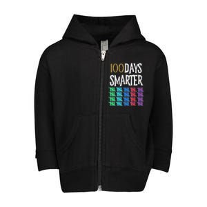 100 Days Smarter Happy 100th Day Of School Student Teacher Gift Toddler Zip Fleece Hoodie