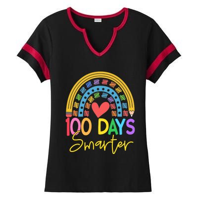 100 Days Smarter Rainbow Ladies Halftime Notch Neck Tee