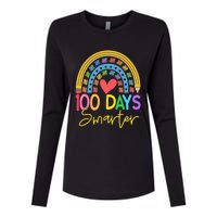 100 Days Smarter Rainbow Womens Cotton Relaxed Long Sleeve T-Shirt