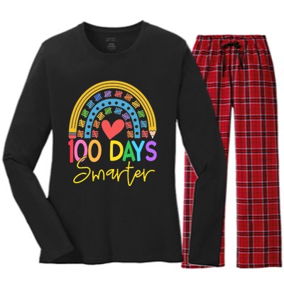 100 Days Smarter Rainbow Women's Long Sleeve Flannel Pajama Set 