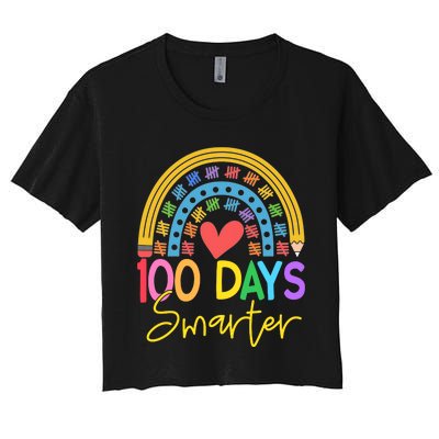 100 Days Smarter Rainbow Women's Crop Top Tee