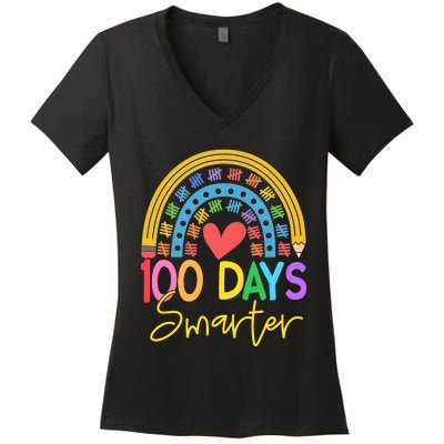 100 Days Smarter Rainbow Women's V-Neck T-Shirt