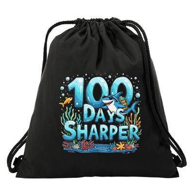 100 Days Sharper Shark Funny 100 Days Of School Costume Drawstring Bag