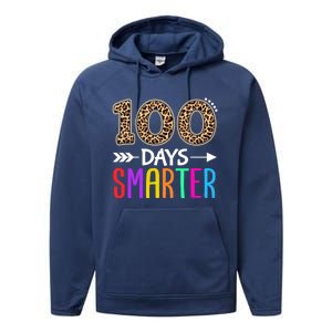 100 Days Smarter Kindergarten Child 100th Day Of School Performance Fleece Hoodie