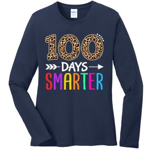 100 Days Smarter Kindergarten Child 100th Day Of School Ladies Long Sleeve Shirt