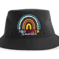 100 Days Smarter Happy 100th Day Of School Rainbow Leopard  Sustainable Bucket Hat