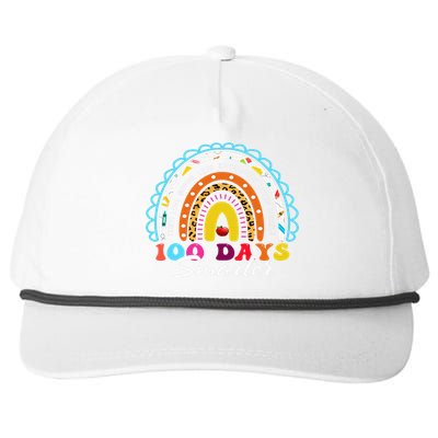 100 Days Smarter Happy 100th Day Of School Rainbow Leopard  Snapback Five-Panel Rope Hat