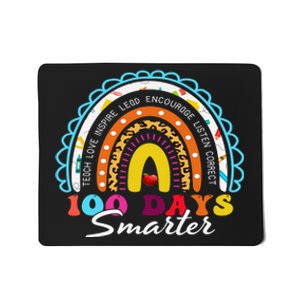 100 Days Smarter Happy 100th Day Of School Rainbow Leopard  Mousepad