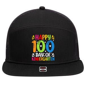 100 Days Smarter Kindergarten Happy 100 Day Of Kindergarten Gift 7 Panel Mesh Trucker Snapback Hat