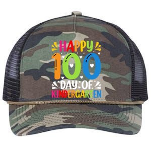 100 Days Smarter Kindergarten Happy 100 Day Of Kindergarten Gift Retro Rope Trucker Hat Cap