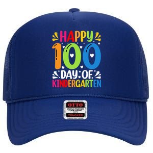 100 Days Smarter Kindergarten Happy 100 Day Of Kindergarten Gift High Crown Mesh Back Trucker Hat