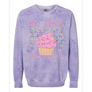 100 Days Sprinkled With Fun Cupcake 100th Day Of School Girl Colorblast Crewneck Sweatshirt