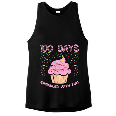 100 Days Sprinkled With Fun Cupcake 100th Day Of School Girl Ladies PosiCharge Tri-Blend Wicking Tank
