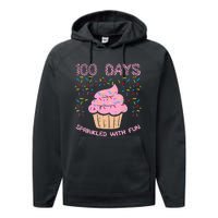 100 Days Sprinkled With Fun Cupcake 100th Day Of School Girl Performance Fleece Hoodie