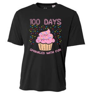 100 Days Sprinkled With Fun Cupcake 100th Day Of School Girl Cooling Performance Crew T-Shirt