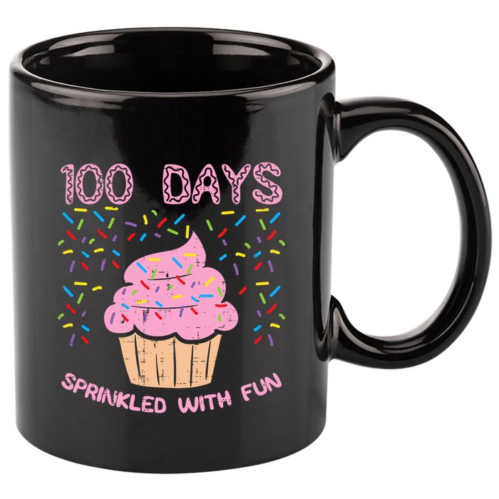 100 Days Sprinkled With Fun Cupcake 100th Day Of School Girl 11oz C Handle Ceramic Mug
