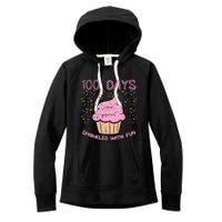 100 Days Sprinkled With Fun Cupcake 100th Day Of School Girl Women's Fleece Hoodie