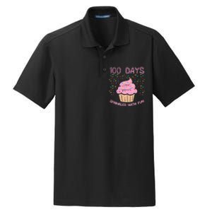 100 Days Sprinkled With Fun Cupcake 100th Day Of School Girl Dry Zone Grid Polo