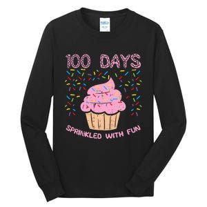 100 Days Sprinkled With Fun Cupcake 100th Day Of School Girl Tall Long Sleeve T-Shirt