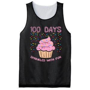 100 Days Sprinkled With Fun Cupcake 100th Day Of School Girl Mesh Reversible Basketball Jersey Tank