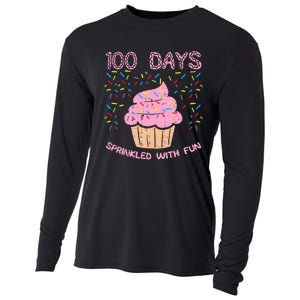 100 Days Sprinkled With Fun Cupcake 100th Day Of School Girl Cooling Performance Long Sleeve Crew