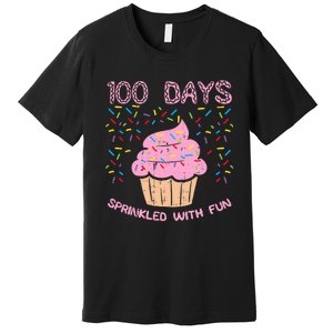 100 Days Sprinkled With Fun Cupcake 100th Day Of School Girl Premium T-Shirt