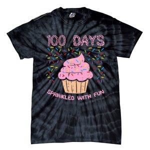 100 Days Sprinkled With Fun Cupcake 100th Day Of School Girl Tie-Dye T-Shirt